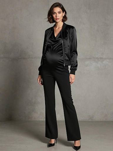 Sleek Monochrome High-End Maternity Fashion
