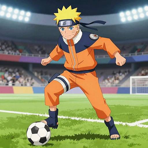Naruto Dribbling Soccer Anime Scene