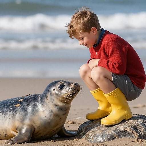 Playful Encounter on the Beach