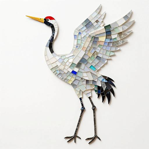 Mosaic Glass Crane Digital Art