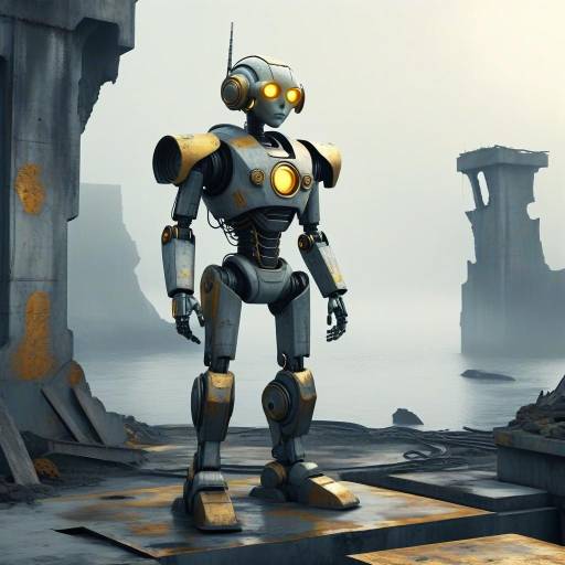Retro-Futuristic Cyborg by the Seaside