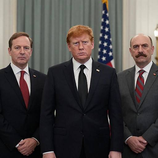 Three Men in Suits with American Flag