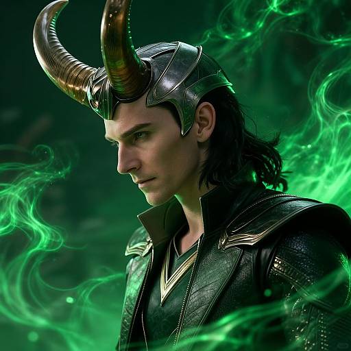 Loki in High Fantasy Style with Horned Helmet