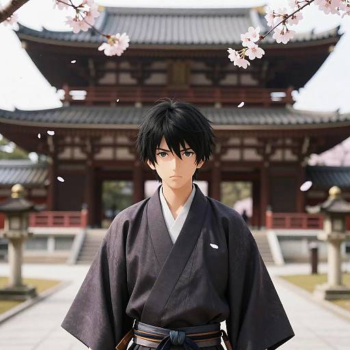 Wandering Samurai Among Cherry Blossoms