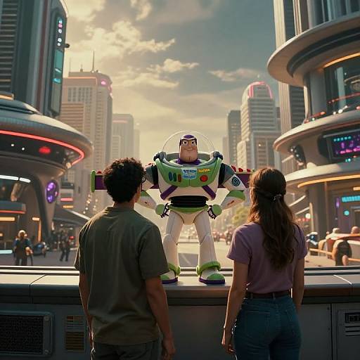 Buzz Lightyear Cityscape with Space Age Design