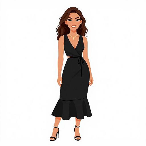 Modern Bohemian Woman in Black Dress