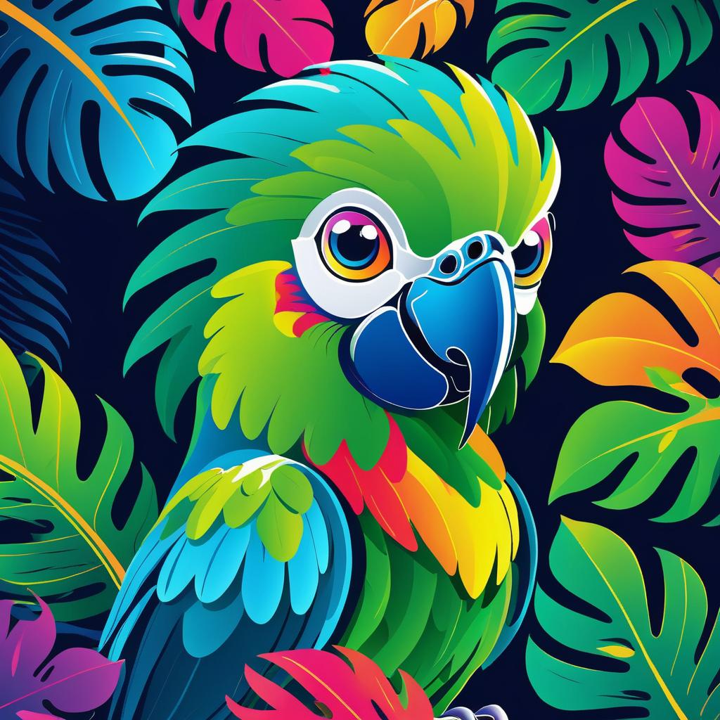 Vibrant and Playful Parrot Illustration