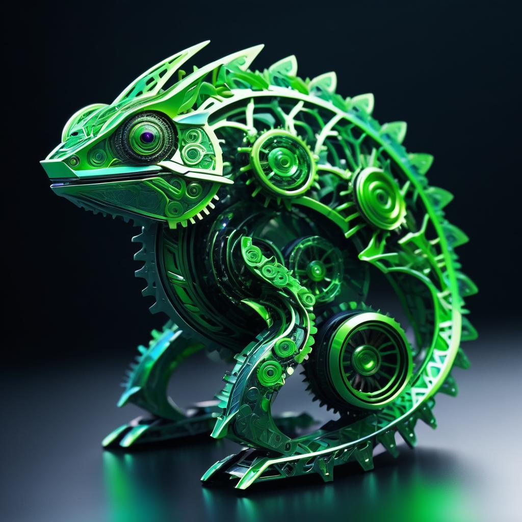 Futuristic Chameleon with Color-Shifting Scales