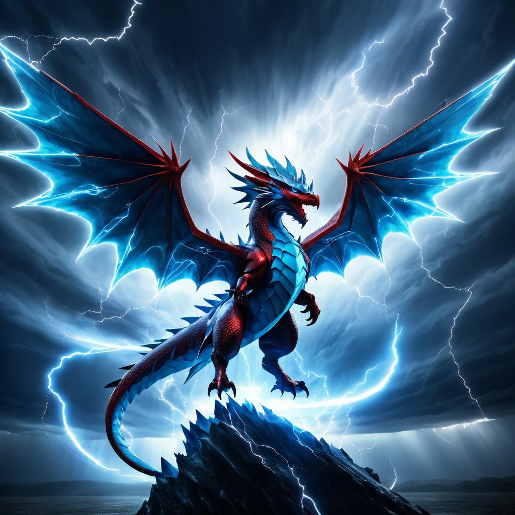 Epic Salamence in Stormy Fantasy Landscape