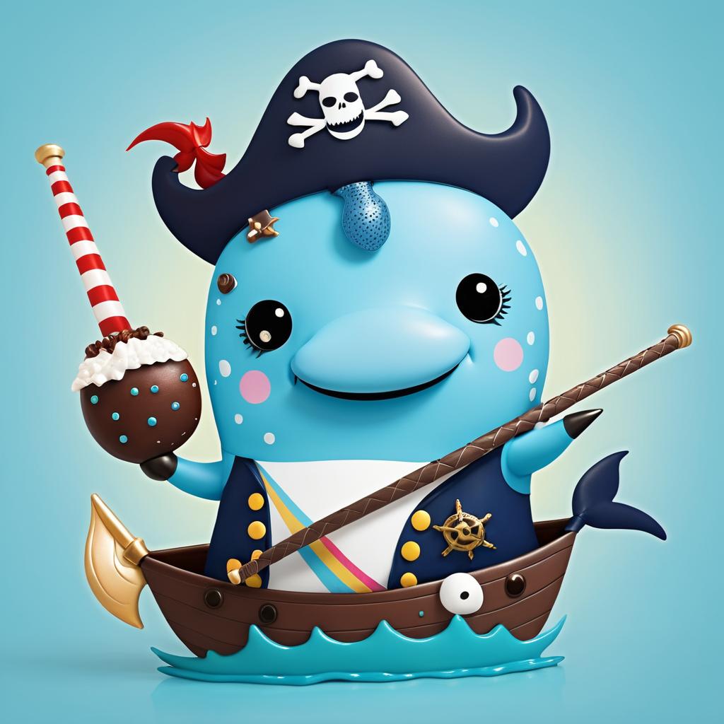 Whimsical Pirate Narwhal with Brownie