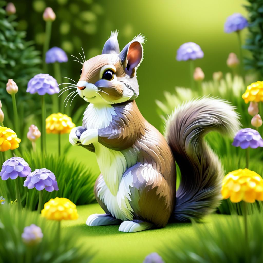 Playful Squirrel Amidst Spring Blooms