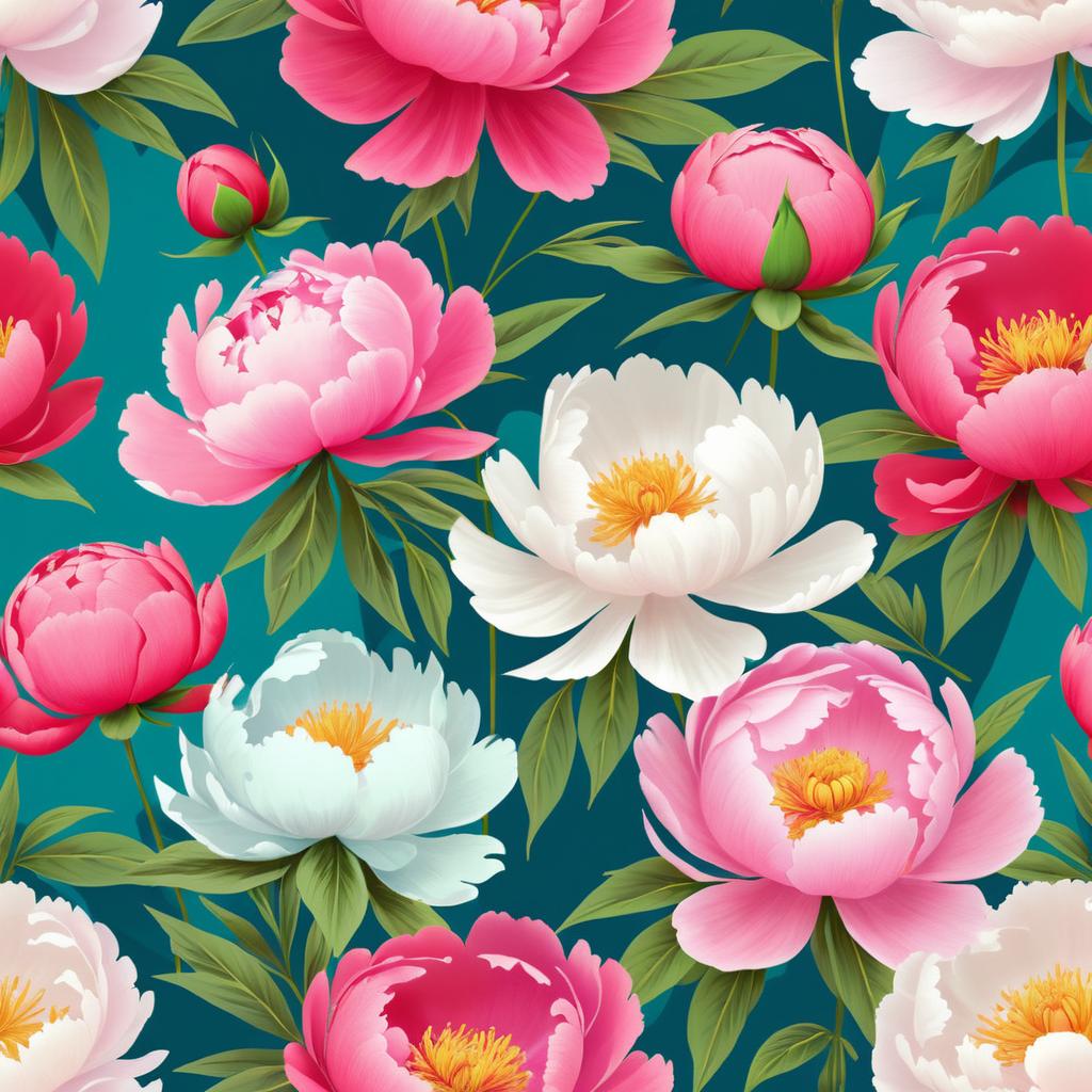 Vibrant Peonies in Whimsical Color Palette