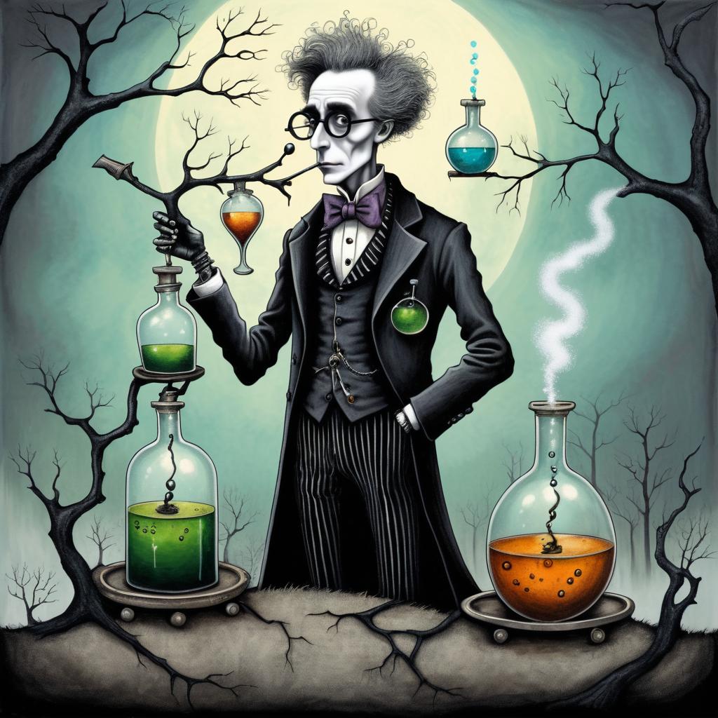 Eccentric Scientist in Tim Burton Style