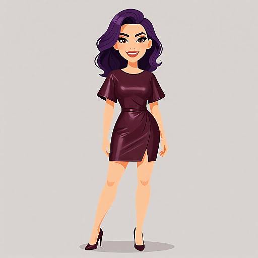 Chic Woman in Burgundy Mini Dress