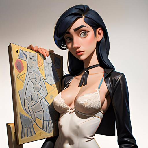 Cubist Scholar in Lingerie and Jacquard