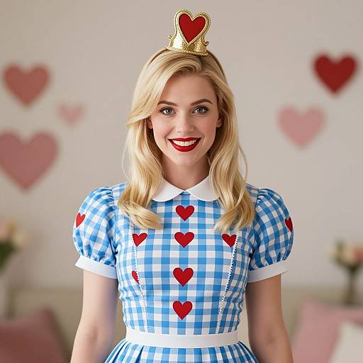 Blonde Woman in Alice Wonderland Dress