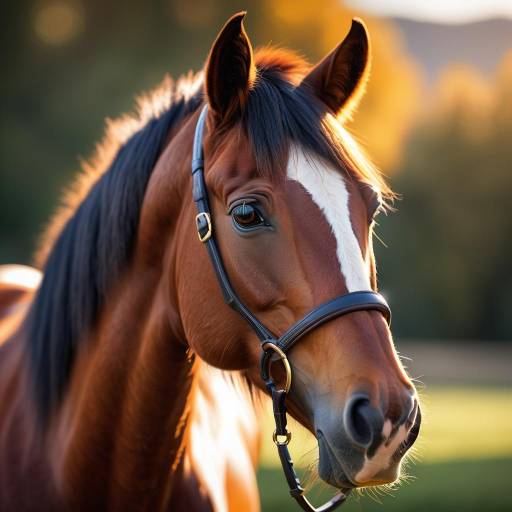Chestnut Horse with Bridle Close-up