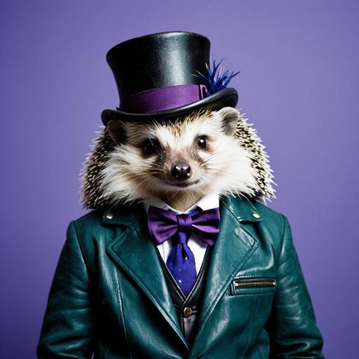 Hedgehog in Biker Jacket and Tophat