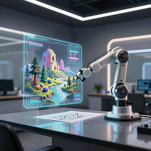 AI Artist in Futuristic Studio