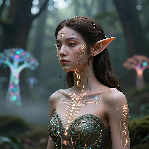 Elf AI with Glowing Rune Circuits