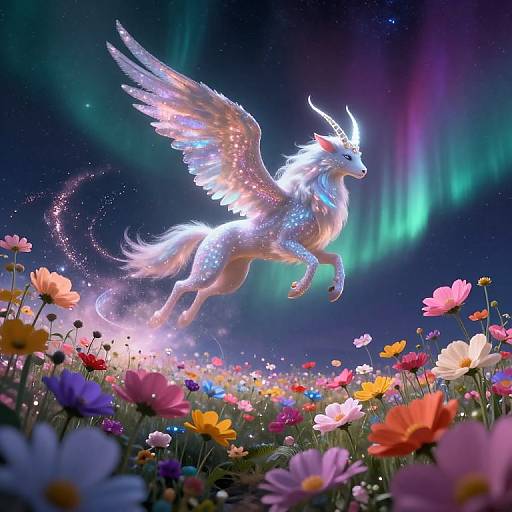 Celestial Mythical Creature in Cosmic Garden