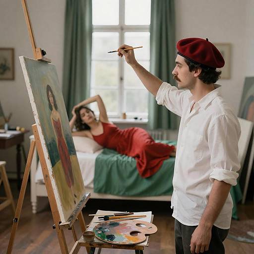 Artist Painting Woman in Studio