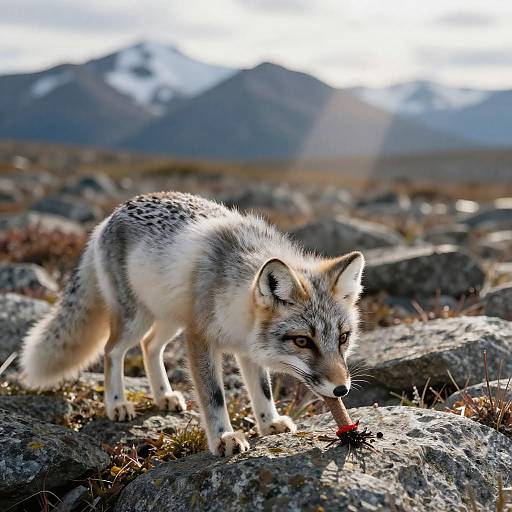 Arctic Fox Hunting in Rocky Tundra