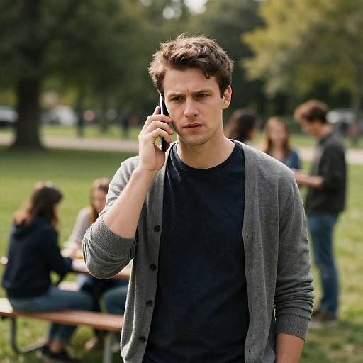 Man in Park with Intense Expression