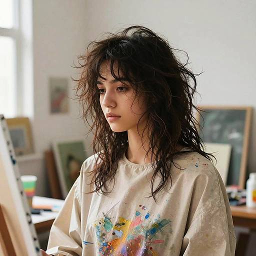 Messy Hair Female Artist Portrait