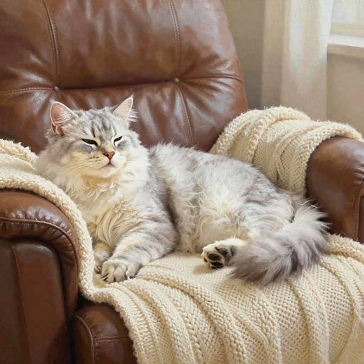 Cozy Siberian Cat in Warm Impressionism