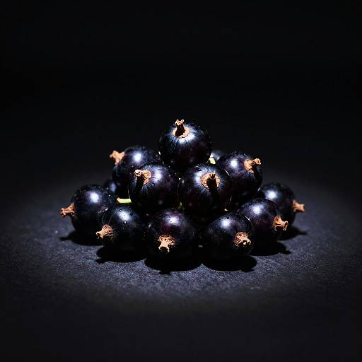 Black Currants on Black Background
