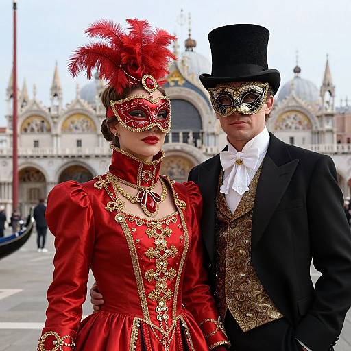 Opulent Venetian Masked Ball Scene