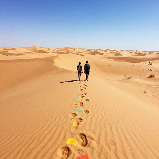 Vibrant Footprints Across Desert Dunes