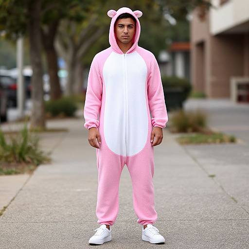 Sully Onesie Costume on Sidewalk