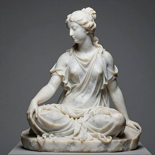 Exquisite Marble Sculpture of Meditative Woman