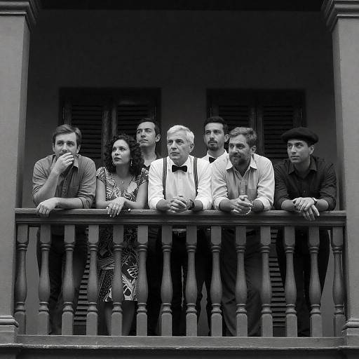 Captivating Balcony Portrait in Monochrome