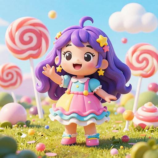 Whimsical Purple-Haired Candy Girl