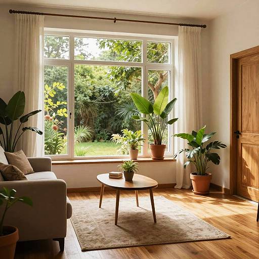 Bright Living Room with Indoor Plants