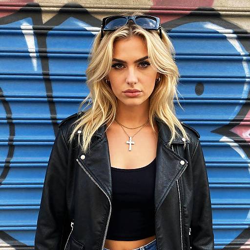 Blonde Woman in Urban Street Style