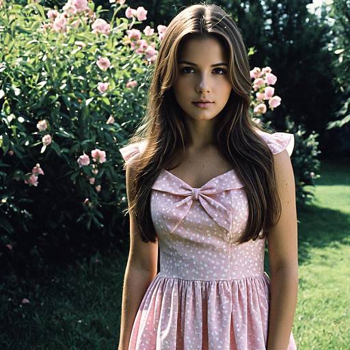 Solo Girl in Pink Dress Outdoors