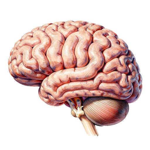 Realistic Close-Up Brain Drawing