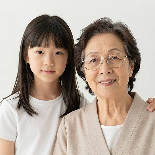 Older Woman with Eyeglasses and Daughter