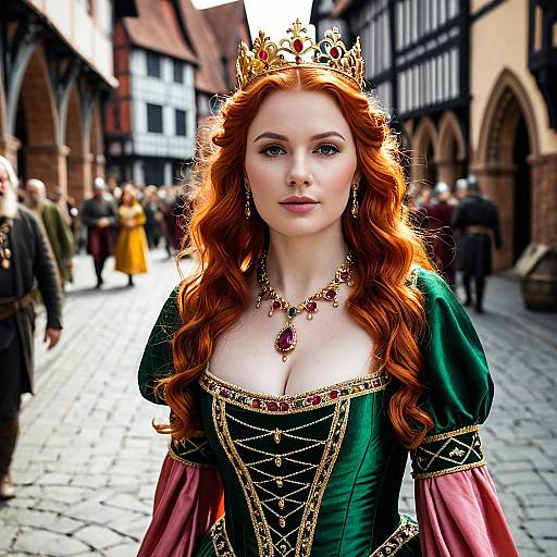 Medieval Queen in Regal Dress