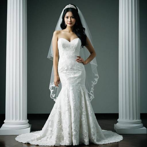 Elegant Bride in White Wedding Dress