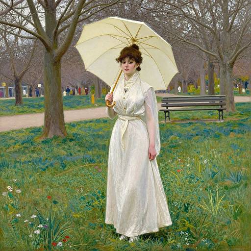 Graceful Woman with Parasol in Park