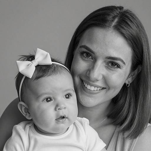 Intimate Black-and-White Mother-Baby Portrait