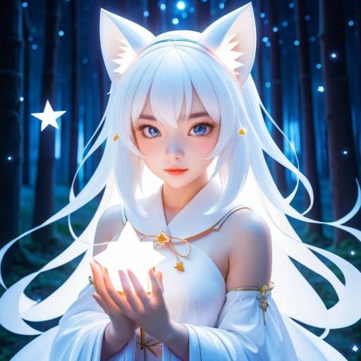 Cute Kitsune Waifu in Enchanted Forest