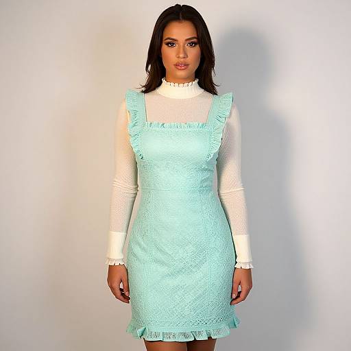 Vintage-Inspired Mint Lace Pinafore Dress