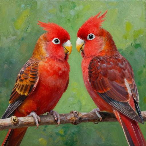 Red Love Birds Painting Art