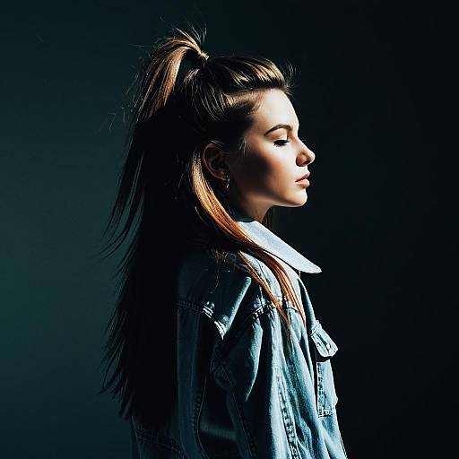 Fashion Model with Long Mullet Hairstyle